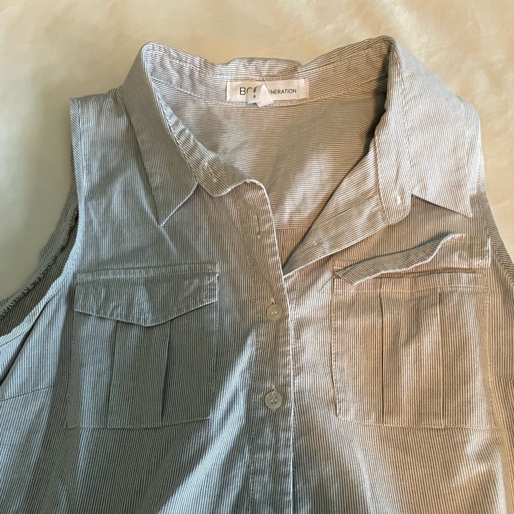 BCBG generation striped collared shirt style tank dress